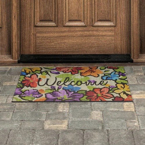 Mohawk® Home Water Garden Floral ''Welcome'' Rubber Doormat - 18'' x 30''