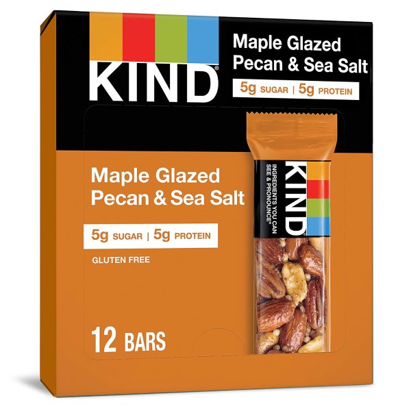 Bars, Maple Glazed Pecan & Sea Salt, Gluten Free, Low Glycemic Index, 1.4oz, 12 Count