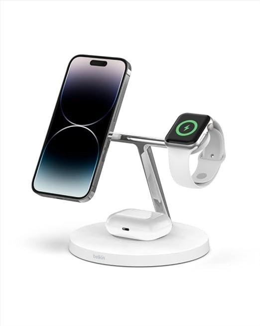 MagSafe 3-in-1 Wireless Charging Stand (Older 2021 Release) for Apple Watch, iPhone Series, AirPods - White