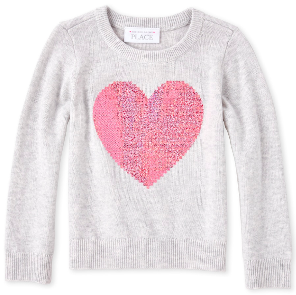 Baby And Toddler Girls Long Sleeve Sequin Graphic Sweater