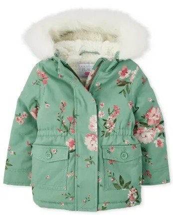 Toddler Girls Long Sleeve Floral Parka Jacket | The Children's Place - SWEET PEAR