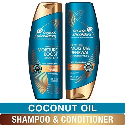 Shampoo and Conditioner, Moisture Renewal, Anti Dandruff Treatment and Scalp Care, Royal Oils Collection with Coconut Oil, 27 fl oz, Kit