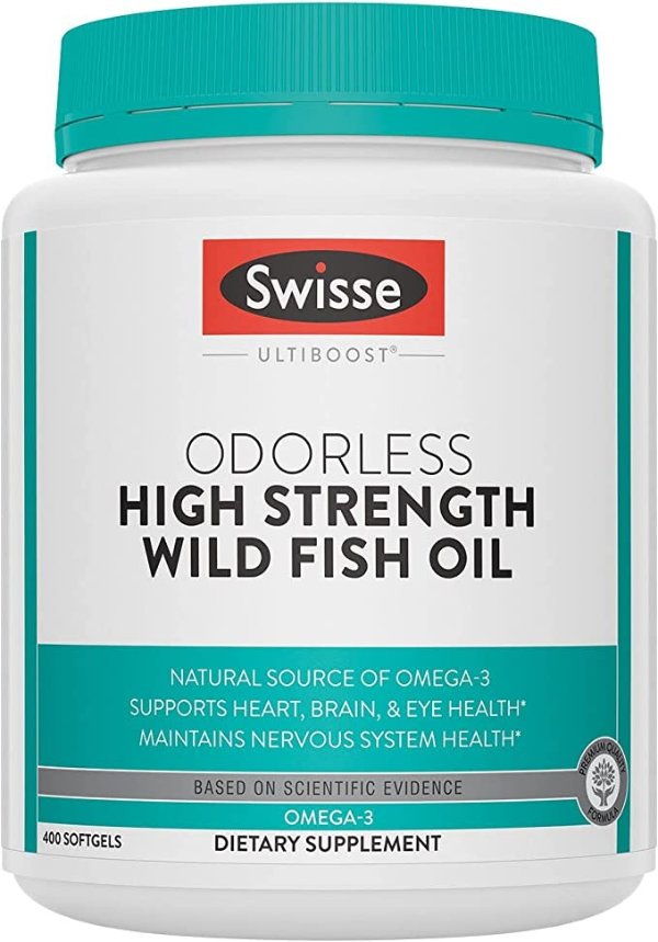 Swisse Omega 3 鱼油补充剂 - 有助于支持***等补充剂 EPA DHA Omega 3 补充剂 - DHA 补充剂 - 1500 毫克 400 粒软凝胶鱼油胶囊