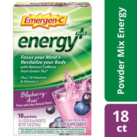 Energy+ Vitamin C Drink Mix, Blueberry-Acai, 250mg, 18 Ct