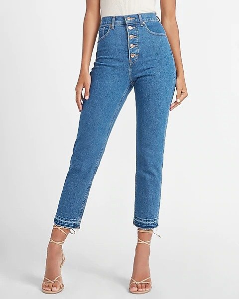 Super High Waisted Button Fly Mom Jeans