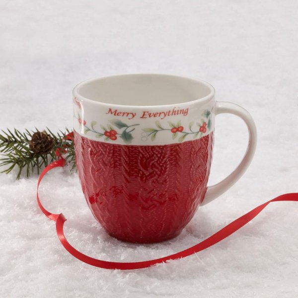Winterberry Stoneware Mug, 1 Count (Pack of 1), Assorted