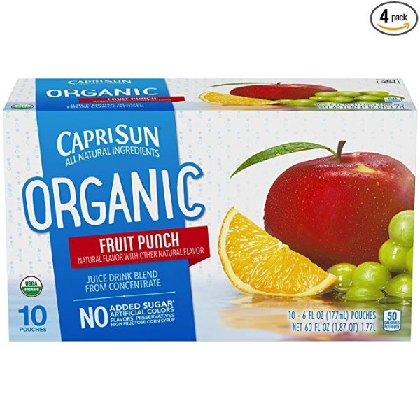 Organic Fruit Punch Juice Drink (10 Count per pack of 6 Fl Oz each), 60 Fl Oz, Pack of 4