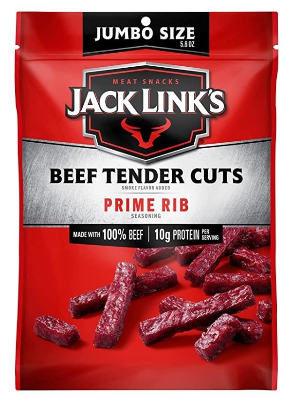 Tender Cuts, Prime Rib Flavor, 5.6 Oz Sharing-Size Bag – Jerky Snack with 10g of Protein and 70 Calories, Made with Premium Beef, 96 Percent Fat Free (Packaging May Vary)
