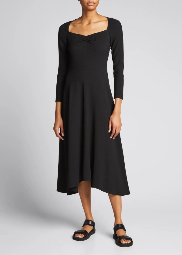 Ruched Long-Sleeve Dress
