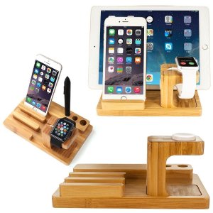 Bamboo Wood Stand for iPad & iPhone Stand, for Apple Watch