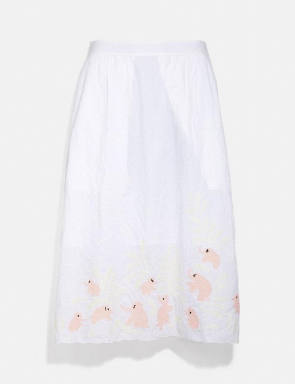 Embroidered Elephant Slip Skirt
