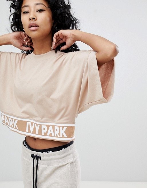 Cropped T-Shirt With Taped Waistband at asos.com