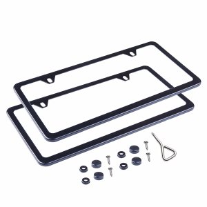 L-Fine Slim Bottom Aluminum Alloy License Plate Frame with Screw Caps