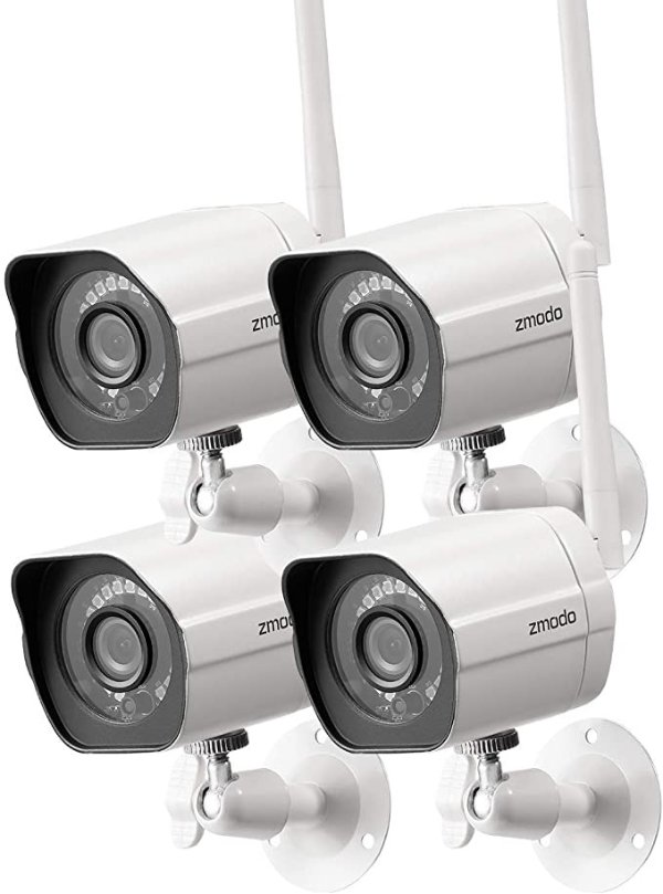 1080p Full HD Outdoor Wireless Security Camera System, 4 Pack 