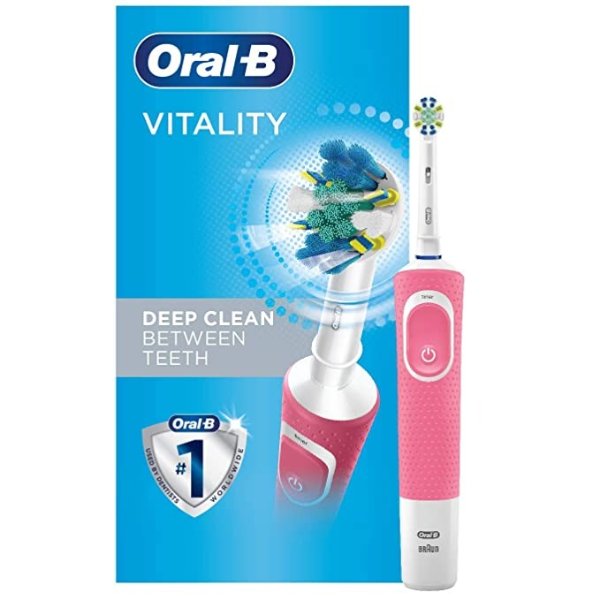 -B Electric Toothbrush with 1-B Replacement Brush Head, Vitality Flossaction, Pink
