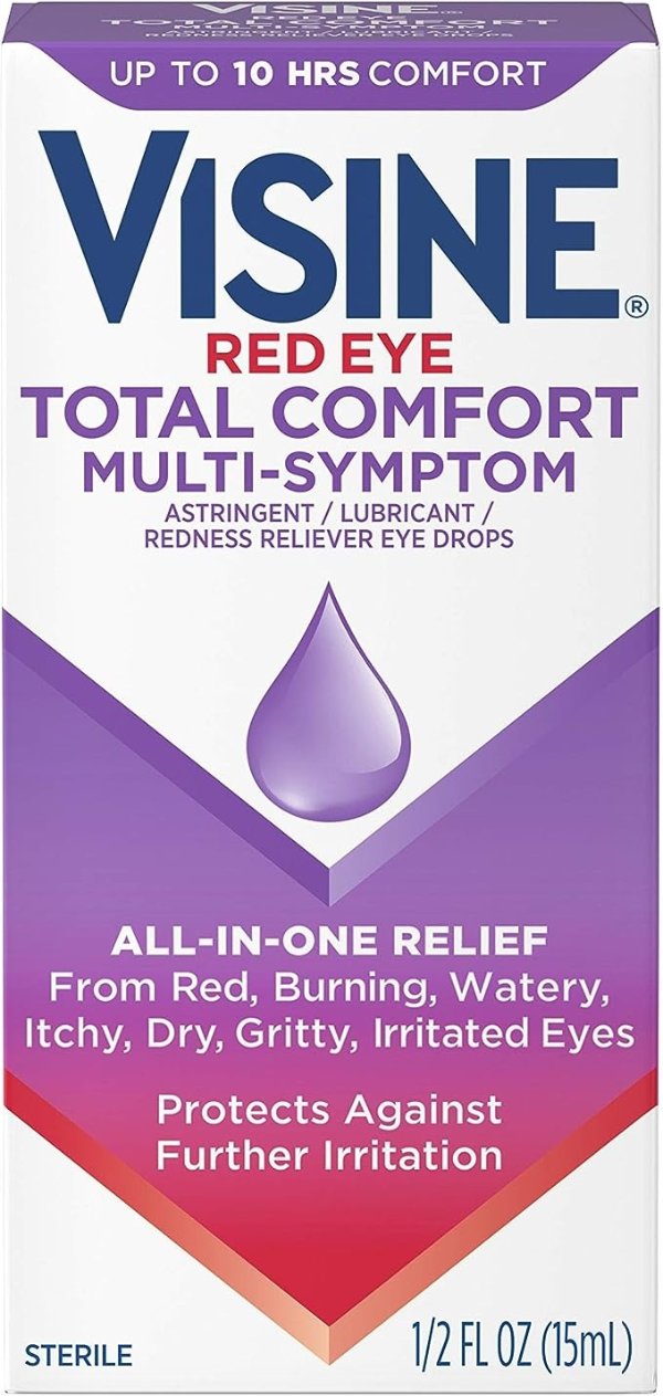 Multi-Symptom Eye Drops - Astringent, Lubricant & Redness Reliever for Irritated, Dry, Red Eyes - 0.5 fl. oz