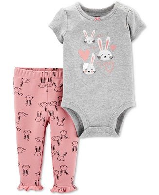 Baby Girls 2-Pc. Bunny Bodysuit & Leggings Cotton Set