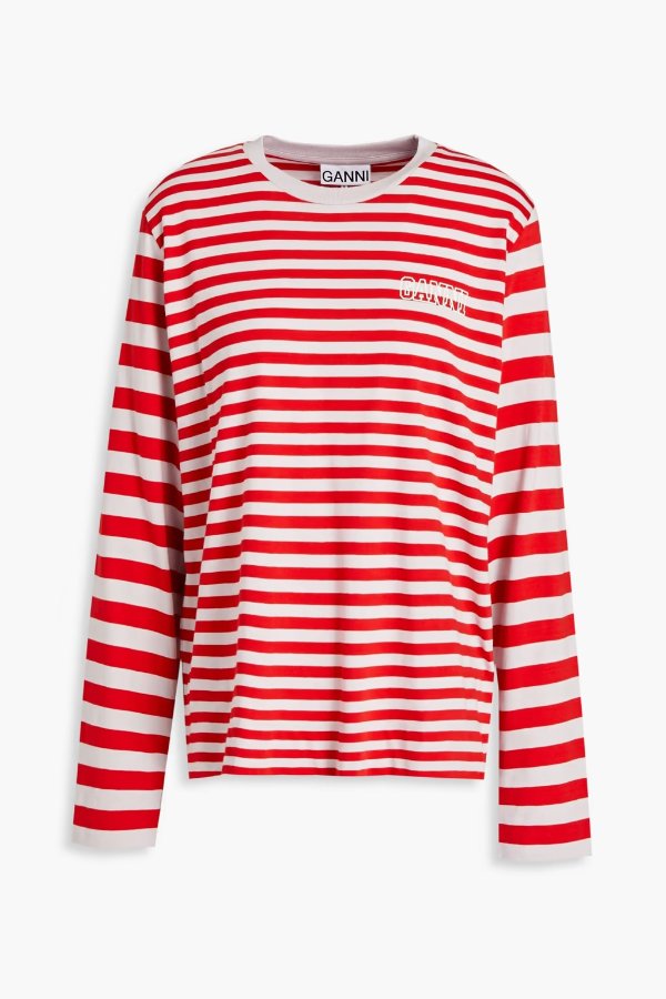 Striped organic cotton-jersey top