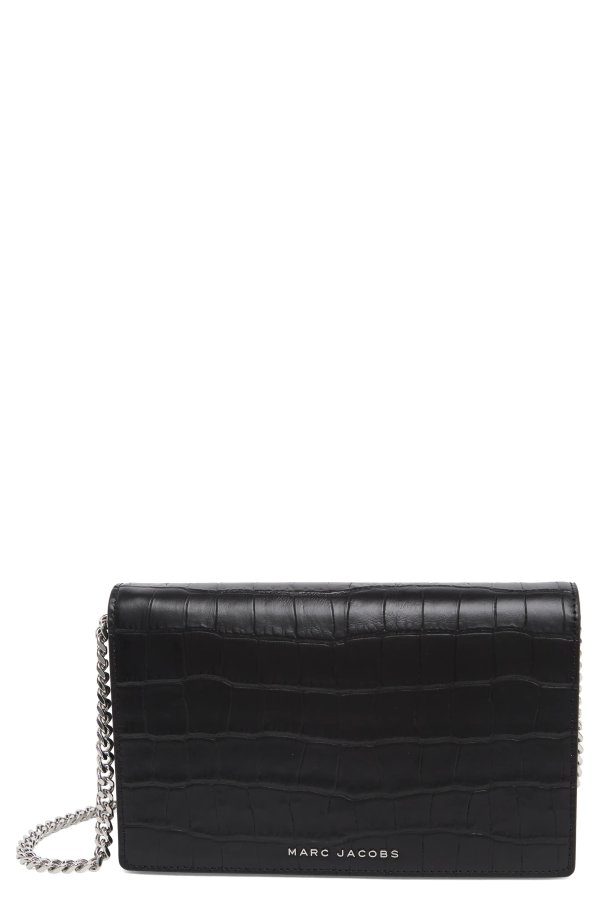 Party On a Chain Croc Embossed Leather Shoulder Bag