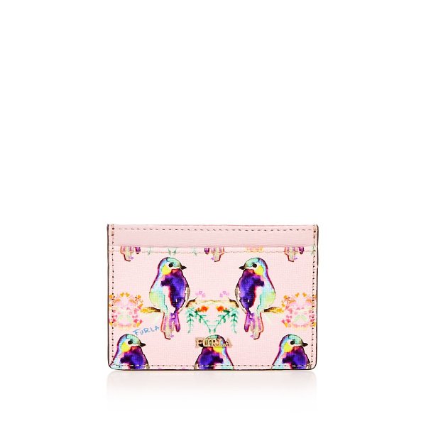 Babylon Bird Print Small Embossed Leather Card Case