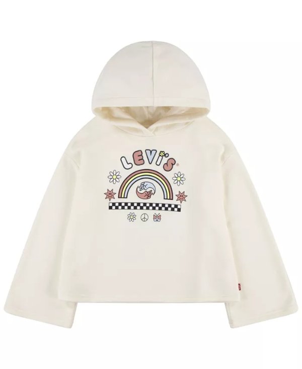 Little Girls Bell Sleeve Peace Pullover Graphic Print Hoodie