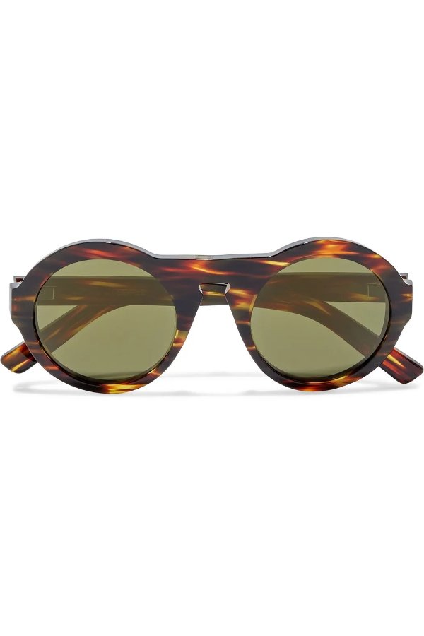 Round-frame tortoiseshell acetate sunglasses