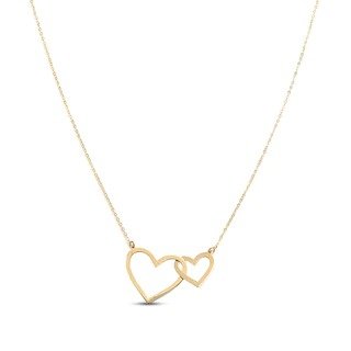Double Heart Necklace 10K Yellow Gold 16&quot;|Kay
