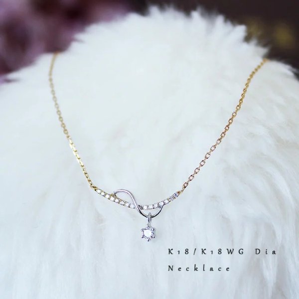 K18/K18WG DIA necklace diamond necklace D0.09ct 16pcs