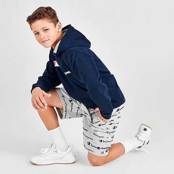Boys' Champion French Terry Script Allover Print Athletic Shorts