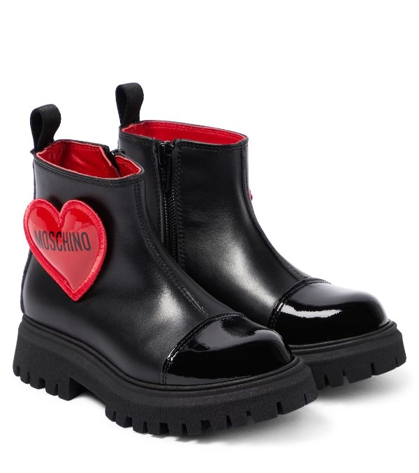 Heart patent leather boots
