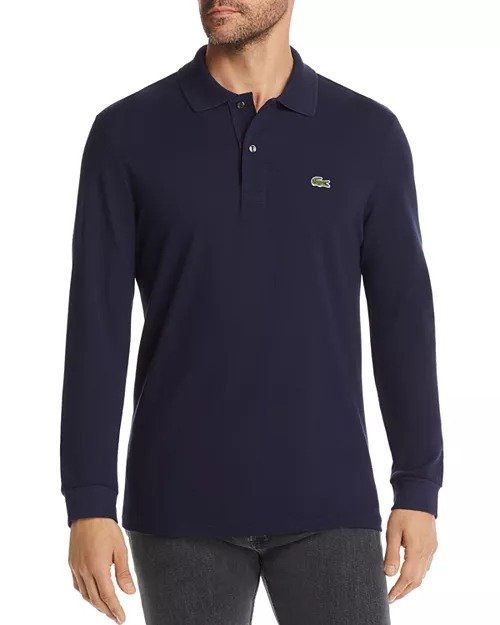 Classic Fit Long-Sleeve Pique Polo Shirt