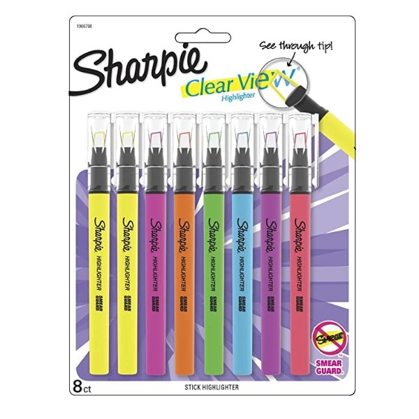 Clear View Highlighter Stick, Assorted, 8 Pack (1966798)