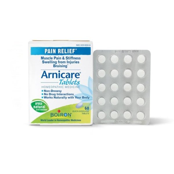 Boiron Arnicare Tablets Pain Relief, Muscle Pain & Stiffness, Swelling from Injuries, Bruising, 60 Tablets