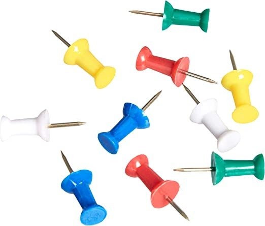 Amazon Basics Push Pins Tacks, Assorted Colors, Steel Point, 600-Pack