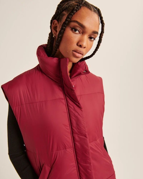 Women's Oversized Quilted Puffer Vest | Women's Clearance | Abercrombie.com