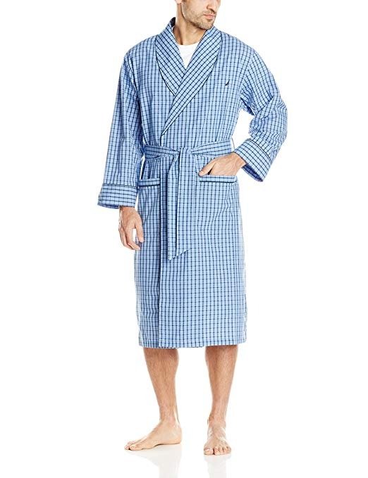 Men's Long Sleeve Lightweight Cotton Woven Robe