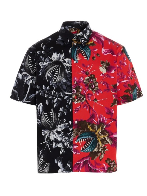 Floral Two-Tone Short Sleeve Shirt