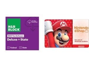 HR Block 2023 Deluxe + State Win - Bundle - PC/Mac and Nintendo eShop $20 Gift Card (Email Delivery)
