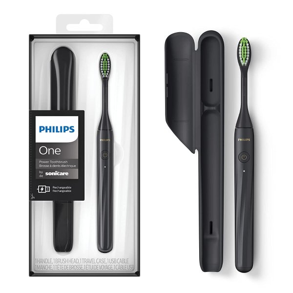 One by Sonicare Rechargeable Toothbrush, Shadow Black, HY1200/06