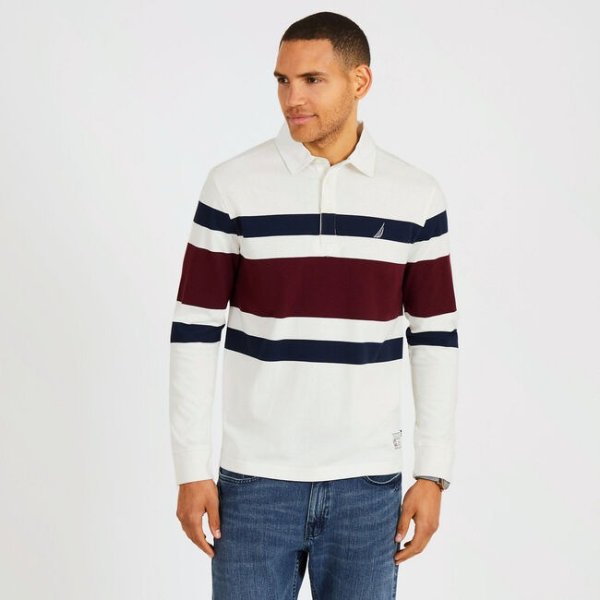 Long Sleeve Classic Fit Rugby Stripe Polo