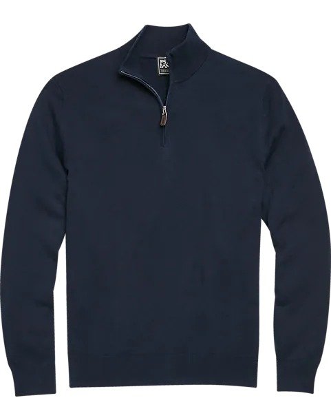 Jos. A. Bank Traveler Navy Modern Fit 1/4 Zip Pima Cotton Sweater - Men's Sweaters | Men's Wearhouse