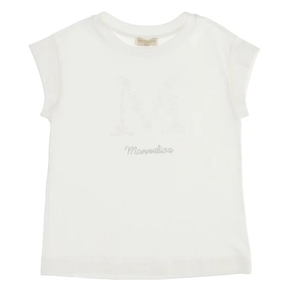 cream rhinestone logo t-shirt