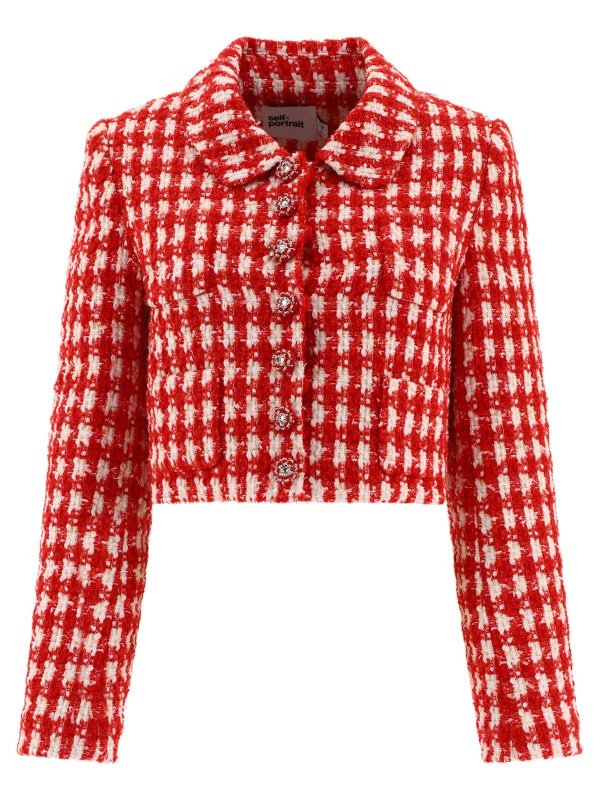 Checkered Tweed Cropped Blazer