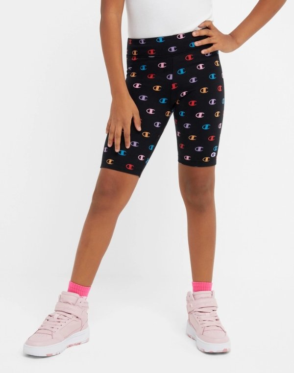 Girls' Authentic Bike Shorts, All-Over Print, 7"
