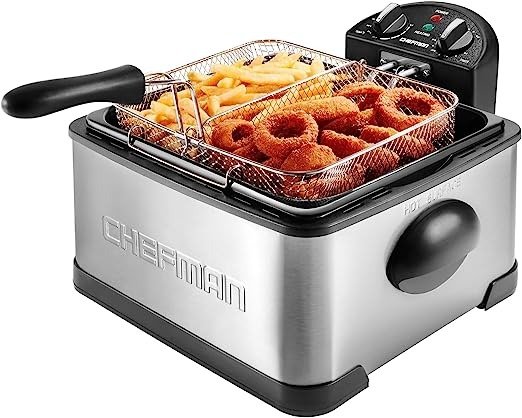 4.5L Dual Cook Pro Deep Fryer with Basket Strainer and Removable Divider, Jumbo XL Size, Adjustable Temp & Timer, Perfect for Chicken, Fries, Chips and More, Easy to Clean, Stainless Steel