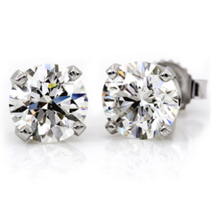 14K White Gold 1.00 Carat Round Diamond 4-Prong Stud Earrings (H-I;I2-I3)