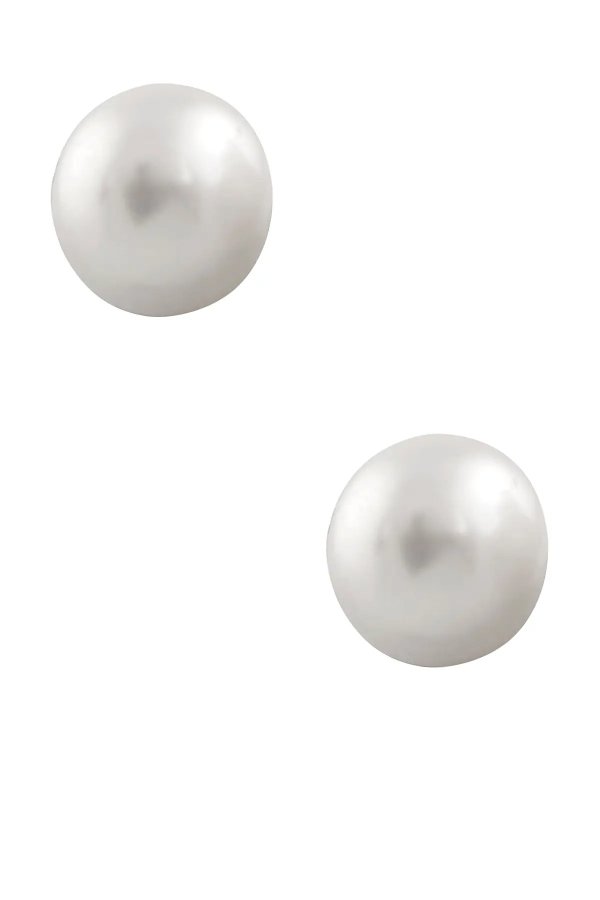 14K Yellow Gold 13-13.5mm White Freshwater Pearl Stud Earrings