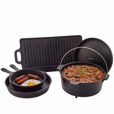Outdoor Gourmet 5-Piece Cast-Iron Cookware Set