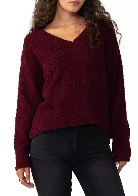 Long Sleeve Plush V-Neck Sweater