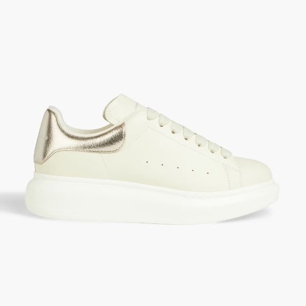Perforated metallic leather sneakers